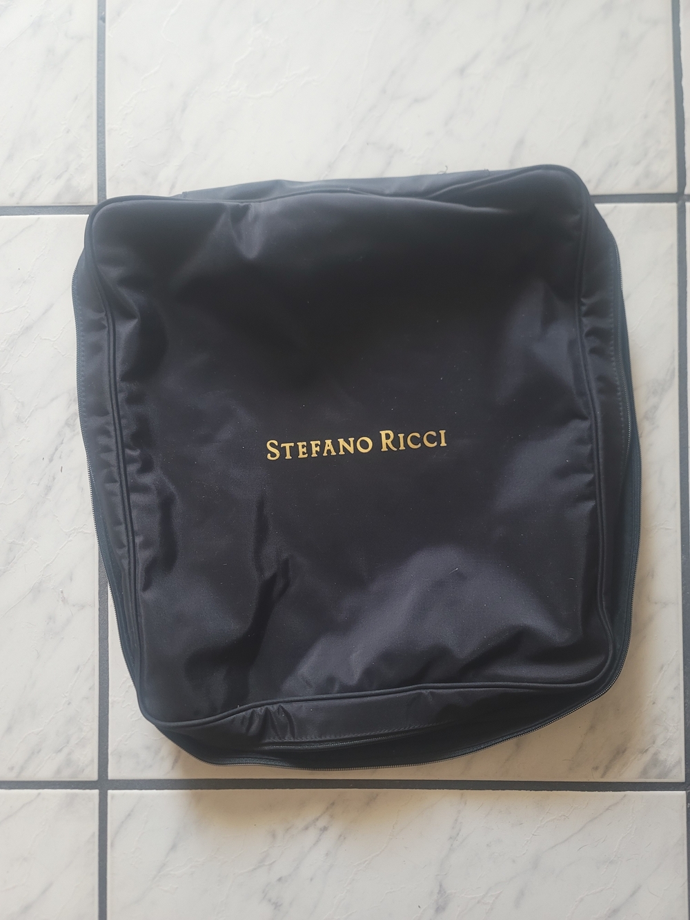 Stefano Ricci Black Toiletry Pouch with Gold Logo